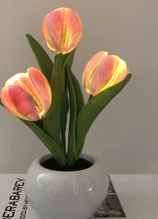 Artificial Tulip Flower Pot Light Romantic Simulation Flower Pot