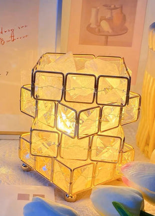 Square Salt Stone Crystal Lamp