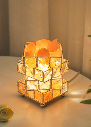 Square Salt Stone Crystal Lamp