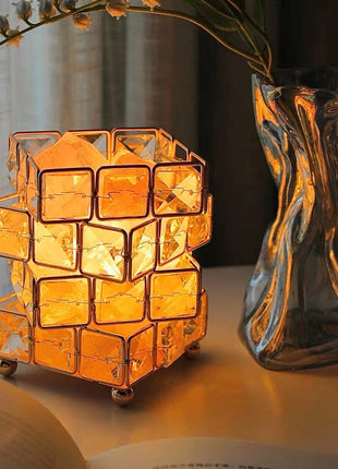 Square Salt Stone Crystal Lamp