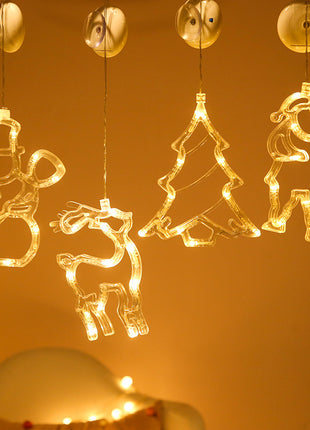 Christmas Window Hanging Lights LED Battery-Operated with Suction Cup
