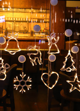 Christmas Window Hanging Lights LED Battery-Operated with Suction Cup