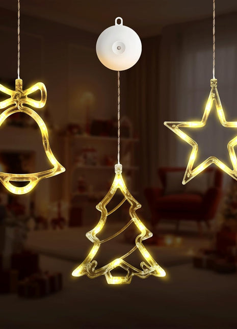 Christmas Window Hanging Lights LED Battery-Operated with Suction Cup