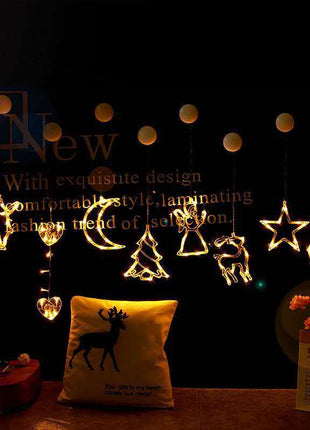 Christmas Window Hanging Lights LED Battery-Operated with Suction Cup