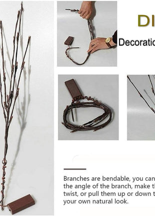 Realistic LED Branch Lights Battery Operated Artificial Little Twig 2 Pack