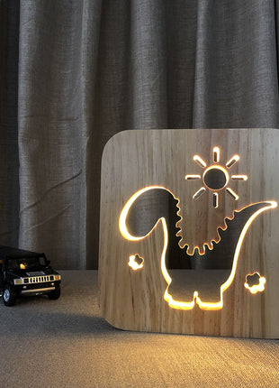 Creative Dog Paw 3D Wood Carving LED Night Light