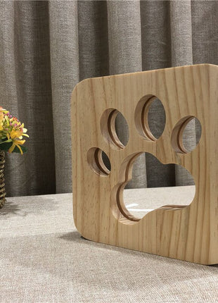 Creative Dog Paw 3D Wood Carving LED Night Light