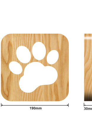 Creative Dog Paw 3D Wood Carving LED Night Light