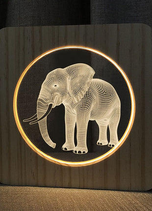 Creative Dog Paw 3D Wood Carving LED Night Light