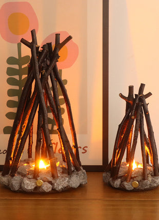 Retro Stone & Branch Campfire Night Light