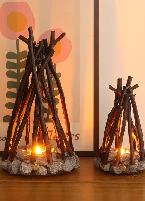 Retro Stone & Branch Campfire Night Light