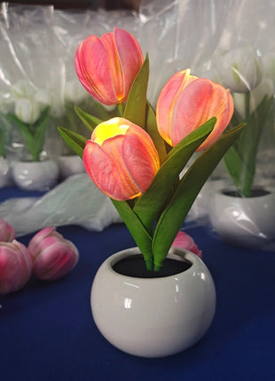 Artificial Tulip Flower Pot Light Romantic Simulation Flower Pot