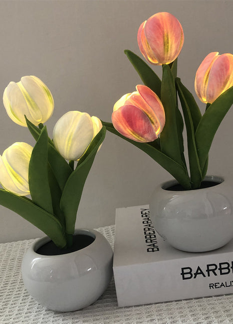 Artificial Tulip Flower Pot Light Romantic Simulation Flower Pot