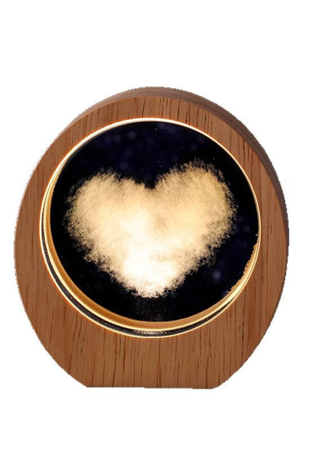 3D Laser Engraved Crystal Night Light with Wood Base