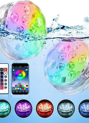 Battery Operated RGB LED Submersible Light Underwater