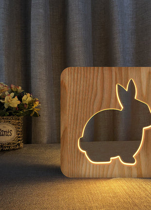 Creative Dog Paw 3D Wood Carving LED Night Light