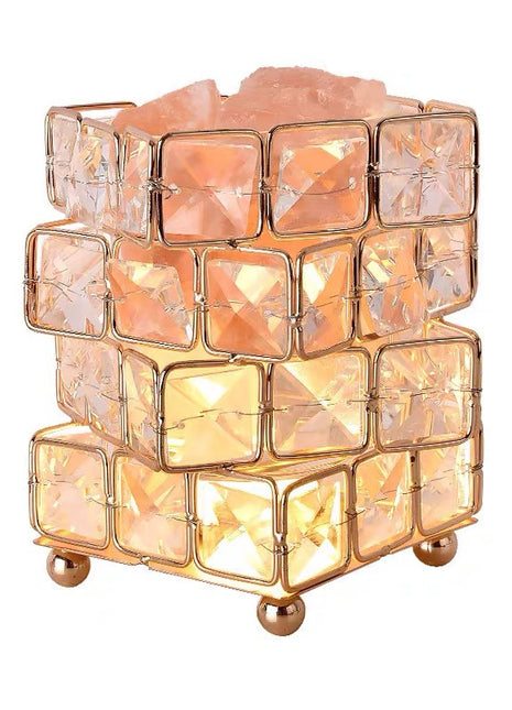 Square Salt Stone Crystal Lamp
