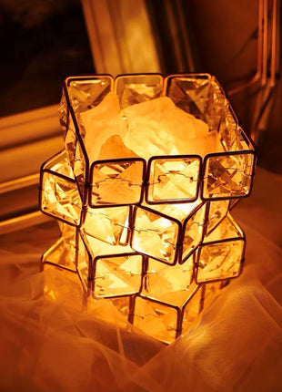 Square Salt Stone Crystal Lamp