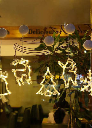 Christmas Window Hanging Lights LED Battery-Operated with Suction Cup